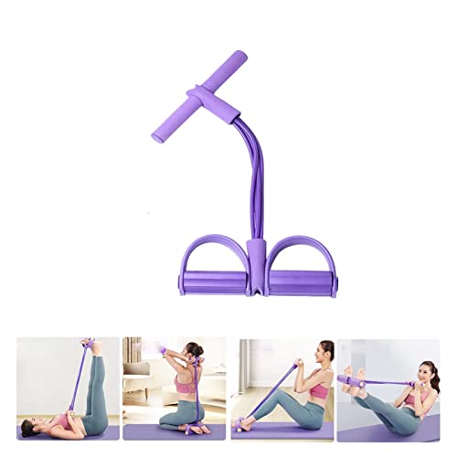 21 Fitness-Widerstandsbänder – 4-Röhren-Pedal-Knöchelzieher, elastische Yoga-Pedalzieher-Übungsbänder mit Griffen, Spannseil for das Taillen-Arm-Bein-Training (Color : Purple) von BARASH