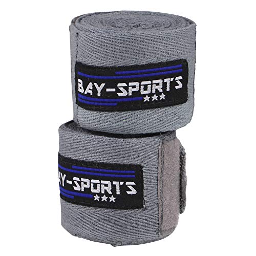 Bay 100% Baumwolle Boxbandagen 3 m unelastisch Nicht elastisch fest BW fest (grau) von BAY Sports