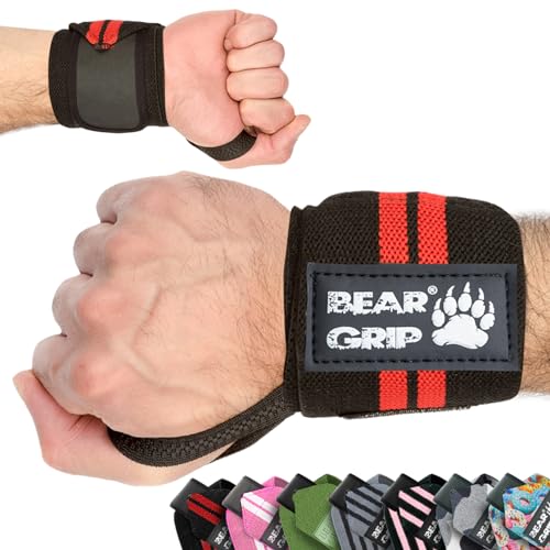 BEAR GRIP - Handgelenkstütz-Bänder für das Gewichtheben (Schwarz/Rot) von BEAR GRIP