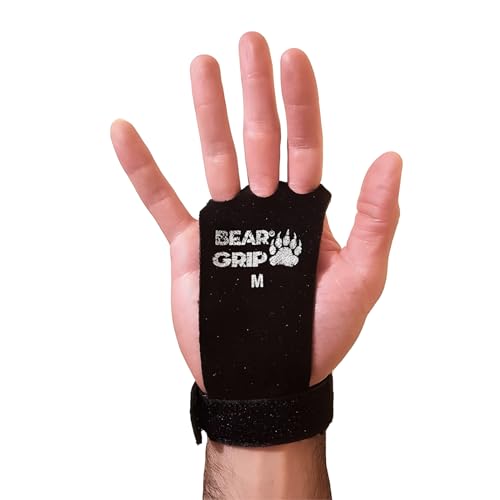 Crossfit-Handflächenschutz von Bear Grip, Leather Black 3 Hole integrated Wrist Wrap, Large von BEAR GRIP
