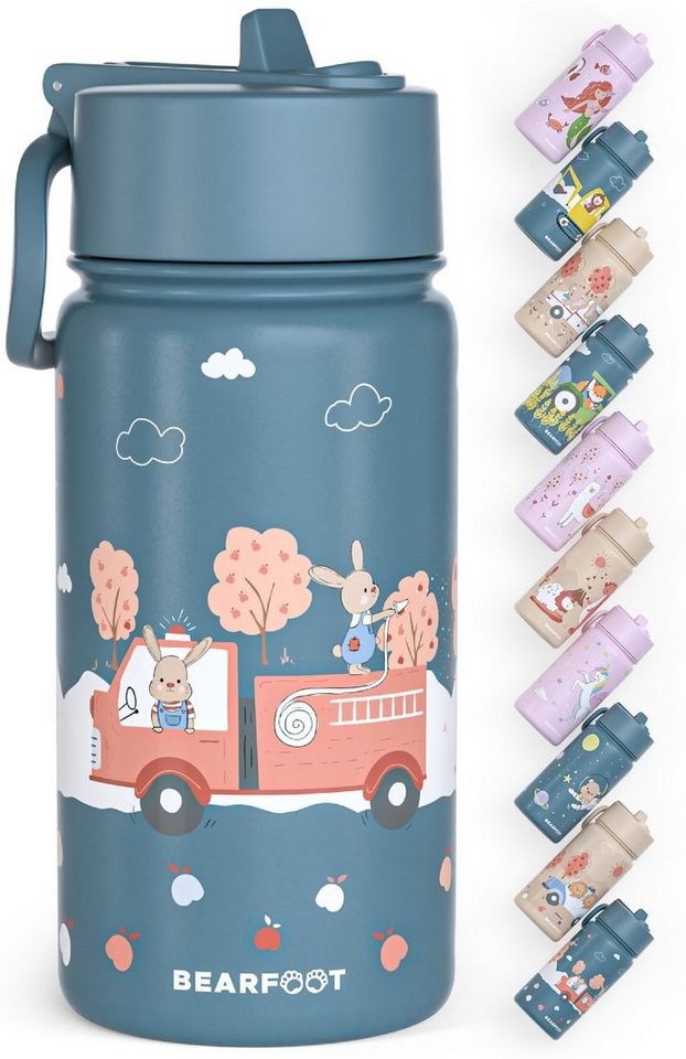 BEARFOOT Trinkflasche Thermo Kinder Trinkflasche Edelstahl - Feuerwehr, Thermosflasche, auslaufsicher, Edelstahl, Kinderflasche, BPA-frei von BEARFOOT