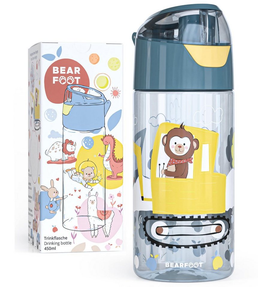 BEARFOOT Trinkflasche Leichte, Auslaufsichere Flasche für Kinder, Wasserflasche für Schule, Sport & Unterwegs von BEARFOOT