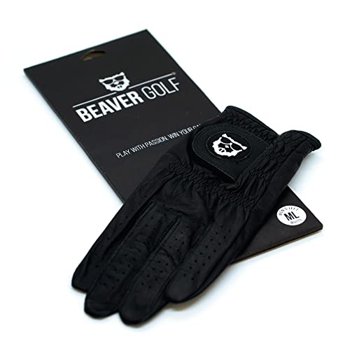 BEAVER GOLF Damen Golf Handschuh Schwarz - Premium Cabretta-Leder - Nachhaltig - Handarbeit (M, Links (Rechtshänder)) von BEAVER GOLF