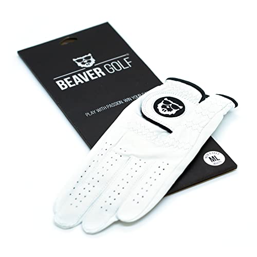 BEAVER GOLF Damen Golf Handschuh weiß - Premium Cabretta-Leder - maximale Qualität - nachhaltig - Handarbeit (L, Links (Rechtshänder)) von BEAVER GOLF