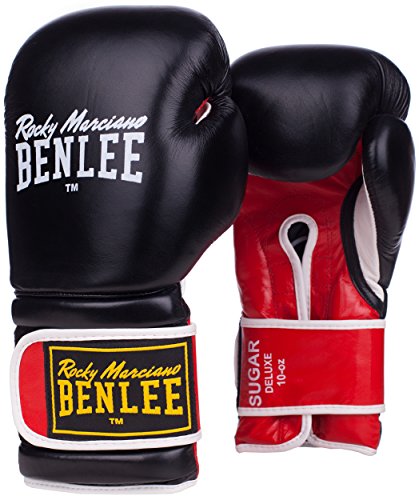 BENLEE Rocky Marciano Unisex-Adult Boksehandsker Boxing Glove Sugar Deluxe Boxhandschuhe, Schwarz/Rot, 12 EU von BENLEE Rocky Marciano