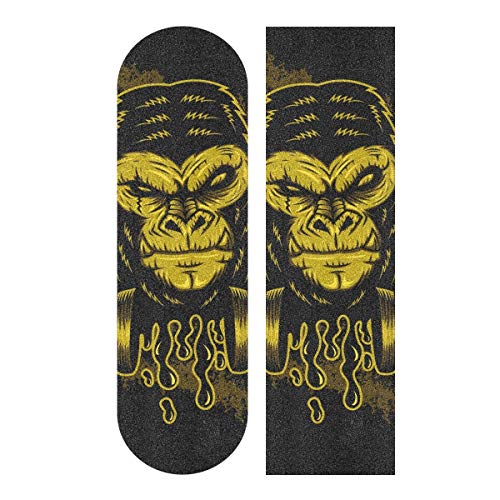 BEUSS Goldene Affenmusikkunst Muster Skateboard Griptape rutschfest Selbstklebend Longboard Griptapes Aufkleber Griffband(84 * 23cm 1pcs) von BEUSS