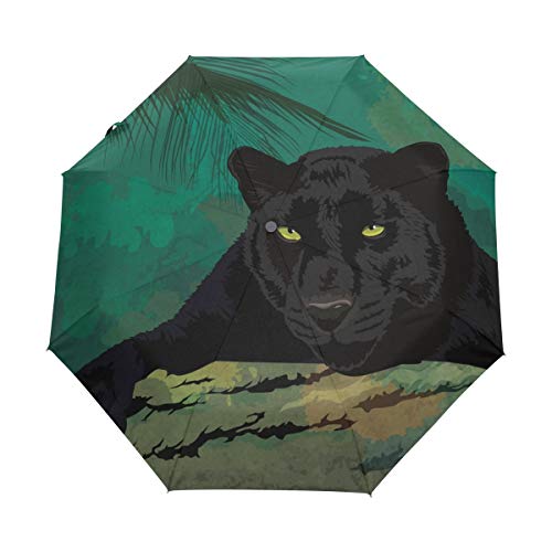 Schwarzer Panther Tiger Regenschirm Auf-Zu Automatik Taschenschirm Winddichter Umbrella Klein Leicht Schirm Kompakt Schirme für Jungen Mädchen Reise Strand Frauen von BEUSS