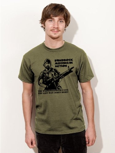 BIGTIME.de T-Shirt Chuck Norris Braddock Missing in Action Film Shirt Olive E162 Gr. L von BIGTIME.de