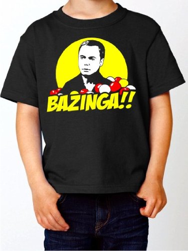 Kinder T-Shirt Bazinga Sheldon Cooper The Big BANG Theory Kult Serien Shirt schwarz E167-kids Gr. 164 von BIGTIME.de