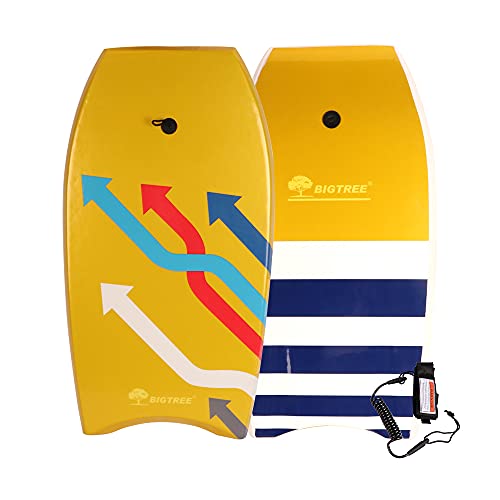 BIGTREE Schwimmbrett, Bodyboard, Surfbrett mit TPU-Sicherheitsseil, Schwimmboard für Anfänger & Fortgeschrittene, 92x49x5cm von BIGTREE