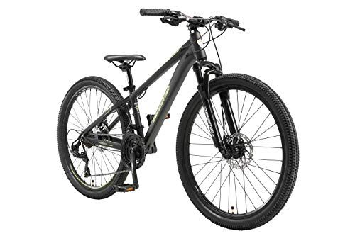 BIKESTAR Hardtail Aluminium Mountainbike Shimano 21 Gang Schaltung, Scheibenbremse 26 Zoll Reifen | 13 Zoll Rahmen Alu MTB | Schwarz Grün von BIKESTAR