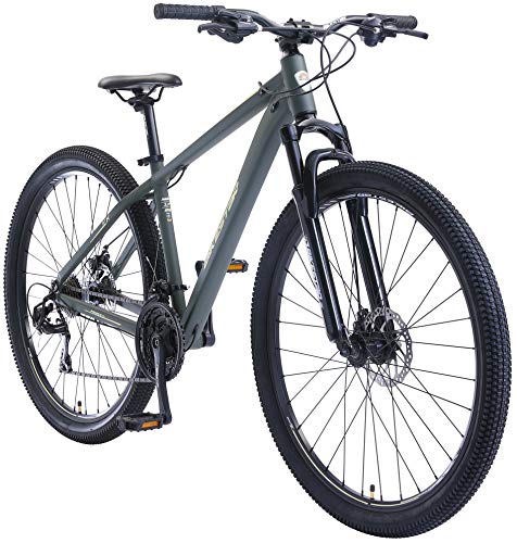 BIKESTAR Hardtail Aluminium Mountainbike Shimano 21 Gang Schaltung, Scheibenbremse 29 Zoll Reifen | 17 Zoll Rahmen Alu MTB | Grün Beige von BIKESTAR