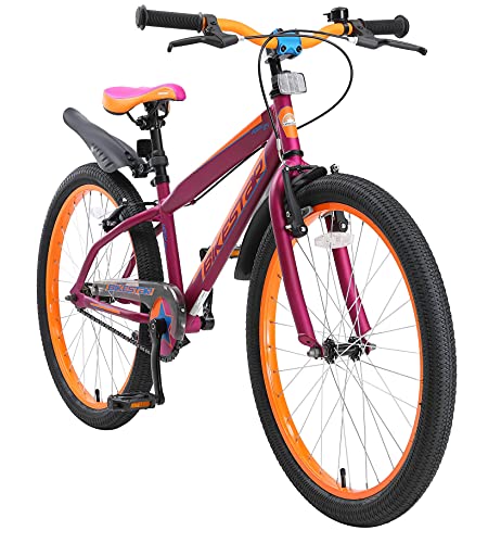 BIKESTAR Kinderfahrrad 24 Zoll für Mädchen und Jungen ab 9 Jahre | Kinderrad Urban Jungle | Fahrrad für Kinder Berry & Orange| Risikofrei Testen von BIKESTAR