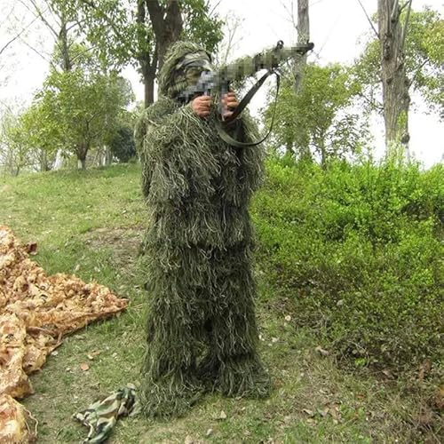 3D Ghillie Tarnanzug,Wald Ghillie Suit, Tarnkleidung Jagd Paintball Airsoft Sniper Camouflage Set für Vogelbeobachtung Taktik Tarnung Tier-Fotografie Verstecken Green von BLUEZY