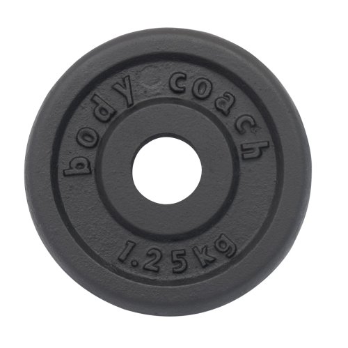 Hantelscheiben Set 6 x 1,25kg Gusseisen schwarz Ø 11,5cm passend für 30mm Hantelstangen von BODYCOACH