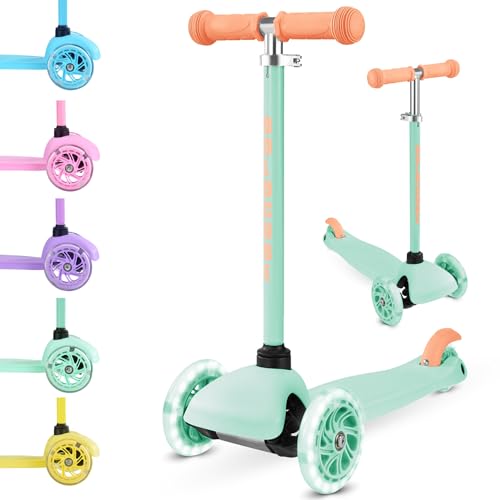 BOLDCUBE Teeny | Kinder Roller 3 Räder | 2-6 J. | LED Leuchtenden Räder | Lenker Höhenverstellbar 53 bis 70 cm von BOLDCUBE