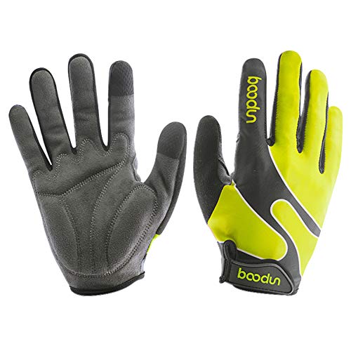 BOODUN Fahrradhandschuhe Stoßdämpfende Mountainbike-Handschuhe für Damen und Herren mit Touchscreen-Funktion - Grün - XL von BOODUN
