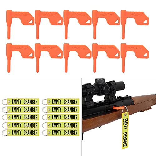 BOOSTEADY Safety Flag Sicherheitsflagge Pistolenkammer für Gewehr Kurzwaffe Schrotflinte mit Bonus DIY Schlüsselanhänger Tags, 10er Pack Orange von BOOSTEADY