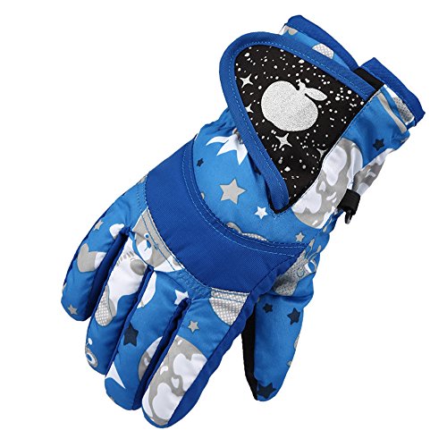 BOTCAM Kinder-Winter-warme wasserdichte Winddichte Schnee-Snowboard-Skisport-Handschuhe Hundesicherheitsgurt Für Auto Mit Geschirr (Blue, One Size) von BOTCAM
