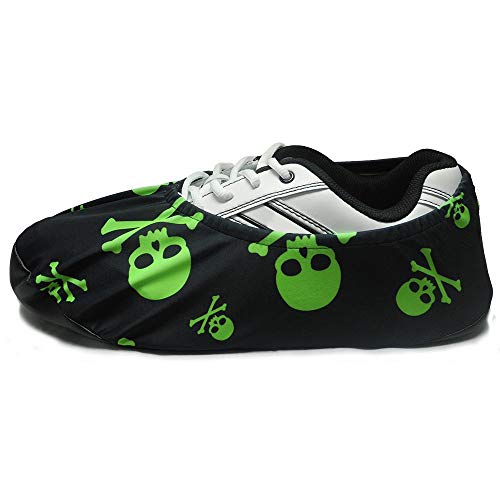 bowlingball.com Premium Bowling Shoe Protector Covers (Medium: Fits Womens Size 4-12, Mens Size 6-10, Lime Green Skulls) von BOWLINGBALL