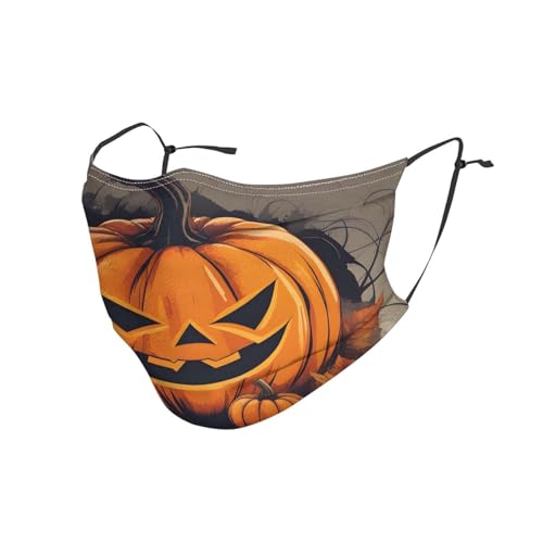 BROLEO Wiederverwendbare Maske für Erwachsene, weich, atmungsaktiv, geeignet für Camping, Laufen, Reisen, den täglichen Gebrauch, Kürbis-Halloween-Muster von BROLEO