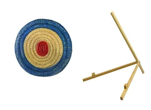 Strohscheibe Deluxe - Ø 60 cm - Zielscheibe, zur Auswahl mit Ständer, für Pfeil und Bogen (Farbe: blau-rot, mit Ständer S100) von BSW STRONGHOLD