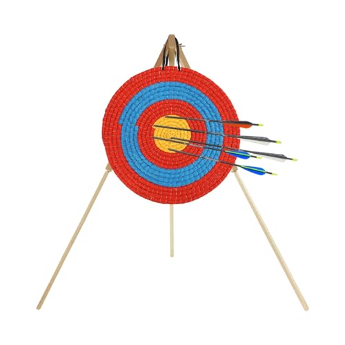 Stronghold Strohzielscheibe - 50x50x5cm + Ständer im Set Zielscheibe Bogenschießen für Kinder und Erwachsene Bogensport Schießscheibe für Pfeil und Bogen (Scheibe blau/rot) von BSW STRONGHOLD