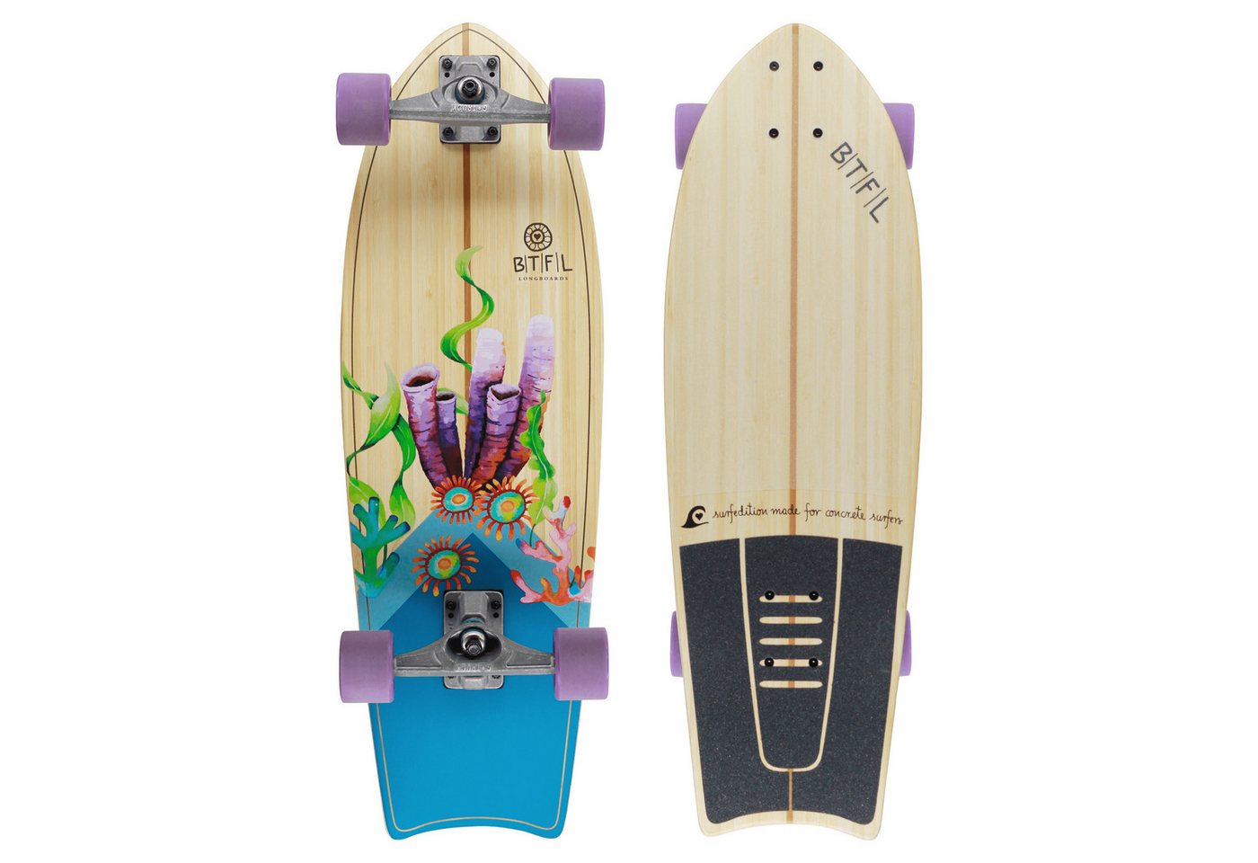 BTFL Skateboard ALVAR - Surfskate Board mit Kicktail (1-St) von BTFL
