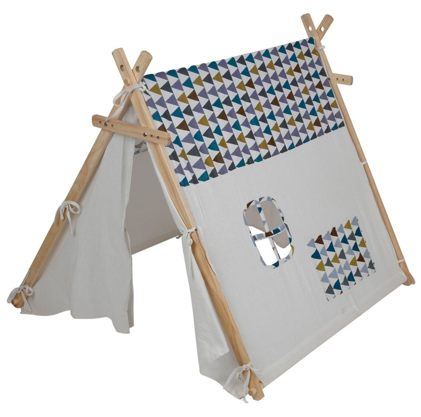 BURI Kuppelzelt Spielzelt mit Fenster aus Holz und Baumwolle Kinderzelt Spielhaus für von BURI