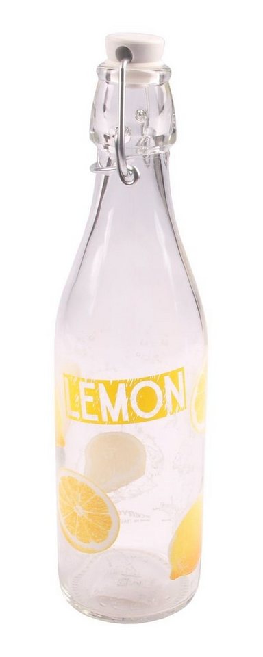 BURI Trinkflasche Drahtbügelflasche Zitrone 0,5L Bügelverschluss Saftflasche Trinkflasch von BURI
