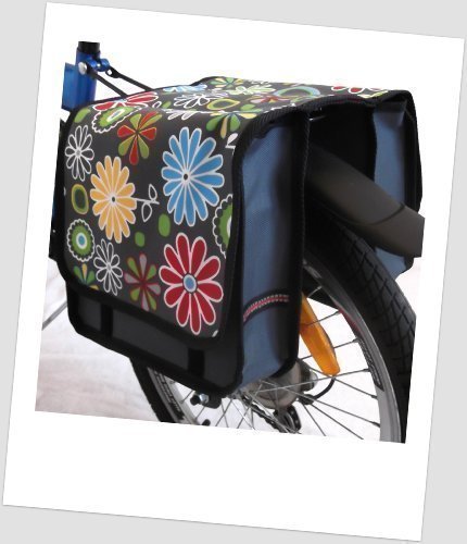 Kinder-Fahrradtasche Joy Satteltasche Gepäckträgertasche Fahrradtasche 2 x 5 Liter Farbe: 10 Flower Green von Baby-Joy