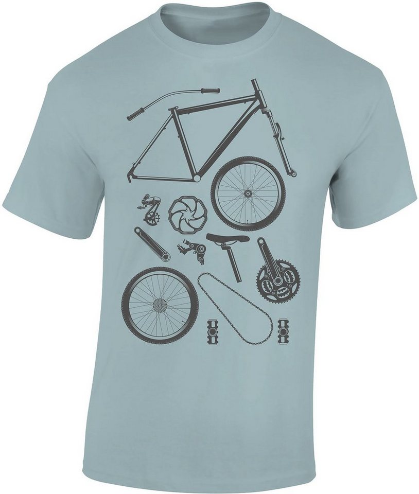 Baddery Print-Shirt Fahrrad T-Shirt : Bike Parts - Sport Tshirts Herren, hochwertiger Siebdruck, auch Übergrößen, aus Baumwolle von Baddery