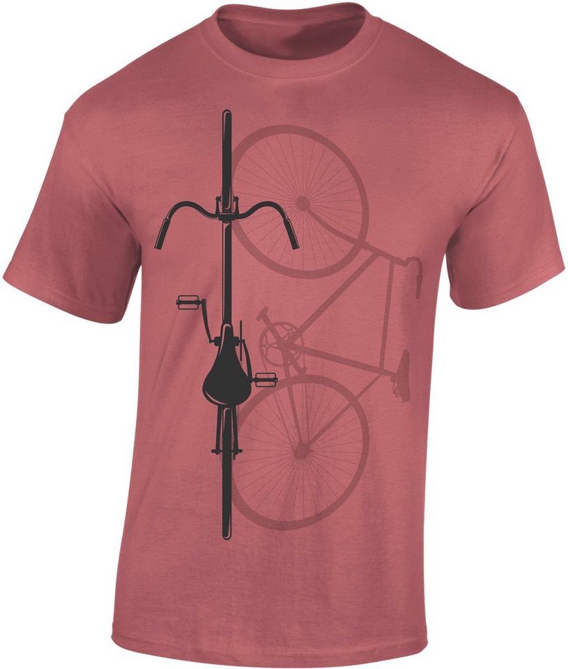Baddery Print-Shirt Fahrrad T-Shirt : Bike Shadow - Sport Tshirts Herren - Rennrad Zubehör, hochwertiger Siebdruck, auch Übergrößen, aus Baumwolle von Baddery