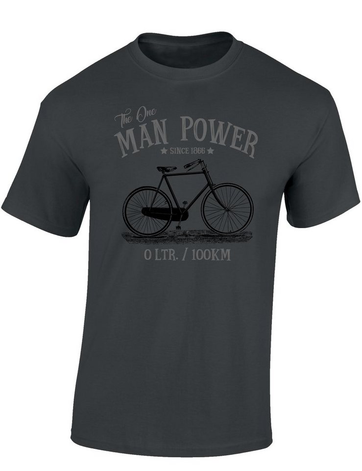 Baddery Print-Shirt Fahrrad T-Shirt : The One Man Power - Sport Tshirts Herren, hochwertiger Siebdruck, auch Übergrößen, aus Baumwolle von Baddery