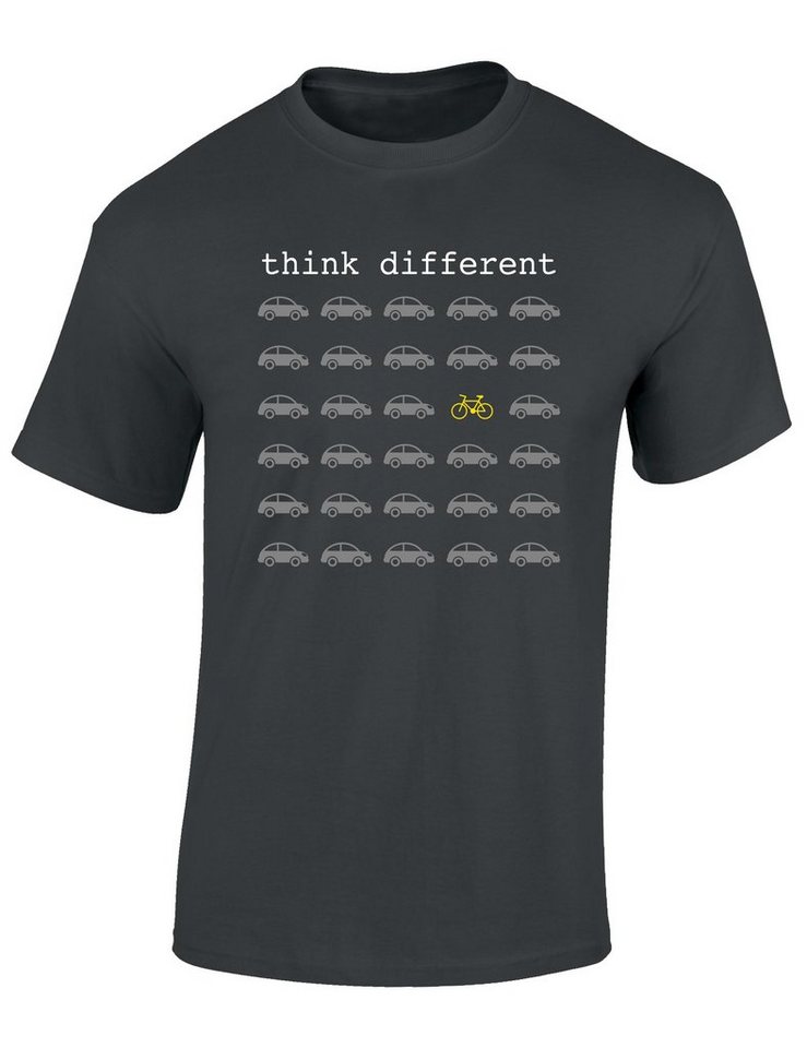 Baddery Print-Shirt Fahrrad T-Shirt : Think Different - Sport Tshirts Herren, hochwertiger Siebdruck, auch Übergrößen, aus Baumwolle von Baddery