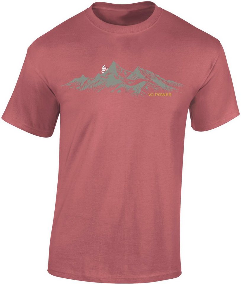 Baddery Print-Shirt Fahrrad T-Shirt : V2 Power - Sport Tshirts Herren - Mountainbike Shirt, hochwertiger Siebdruck, auch Übergrößen, aus Baumwolle von Baddery