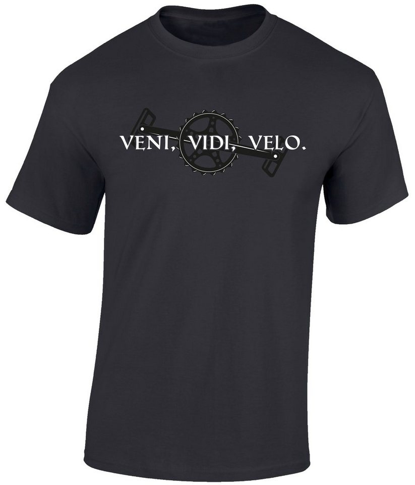 Baddery Print-Shirt Fahrrad T-Shirt : Veni Vidi Velo - Sport Tshirts Herren - Latein Fun, hochwertiger Siebdruck, auch Übergrößen, aus Baumwolle von Baddery