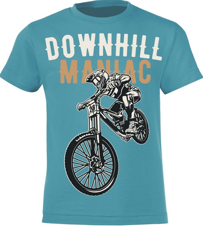 Baddery Print-Shirt Kinder Fahrrad T-Shirt : Downhill Maniac - Sport Jungen Tshirt, hochwertiger Siebdruck, aus Baumwolle von Baddery