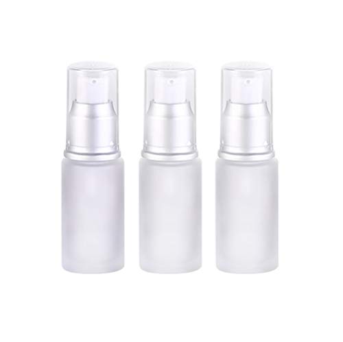3 Stück 15 ml/15 g nachfüllbare Mattglas-Reise-Pumpflasche Spender Kosmetikflaschen Gläser für Creme, Lotion, Toilettenartikel von Bamboopack