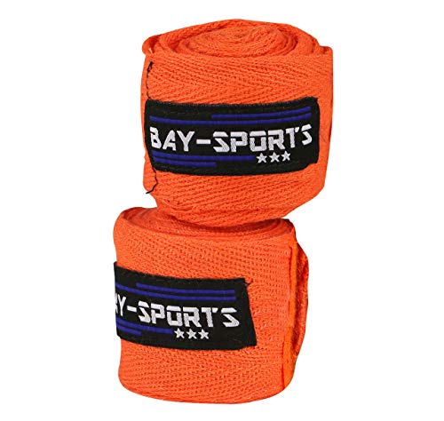 Bay 100% Baumwolle Boxbandagen 3 m unelastisch Nicht elastisch fest BW fest (orange) von BAY Sports