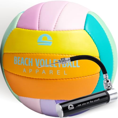 Beach Volleyball Apparel Offizieller Beachvolleyball ultrakompakter Ballpumpe (Rainbow + Ballpumpe) von Beach Volleyball Apparel
