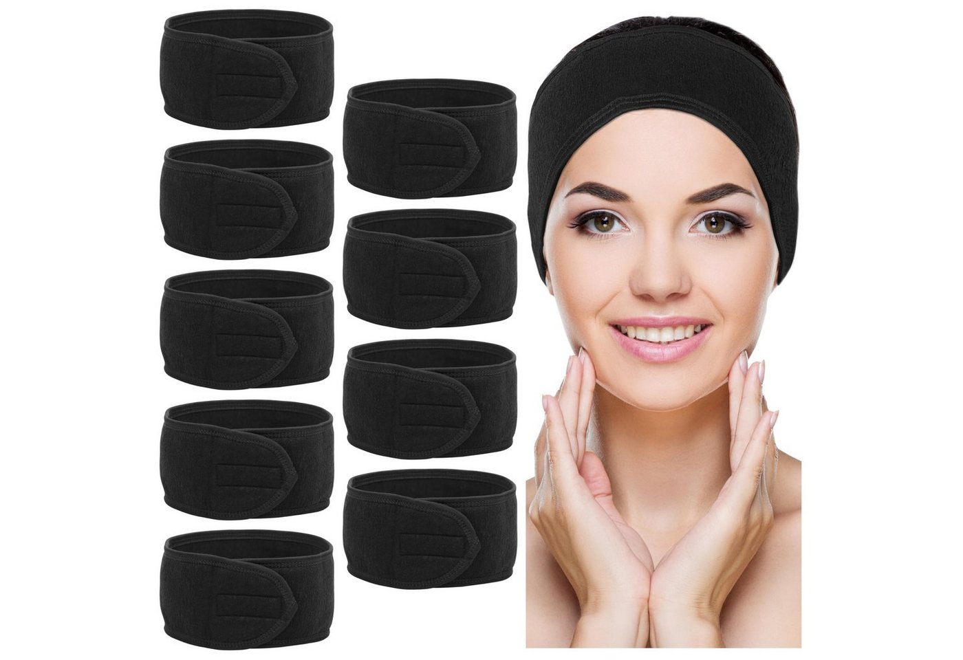 Belle Vous Dekoobjekt 10 Pack Spa Black Headband Hair Wrap von Belle Vous
