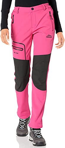 BenBoy Damen Wanderhose Wasserdicht Softshellhose Outdoorhose Winddicht Warm Gefüttert Winter Skihose Snowboardhose Trekkinghose,KZ1672W-Pink2-XL von BenBoy