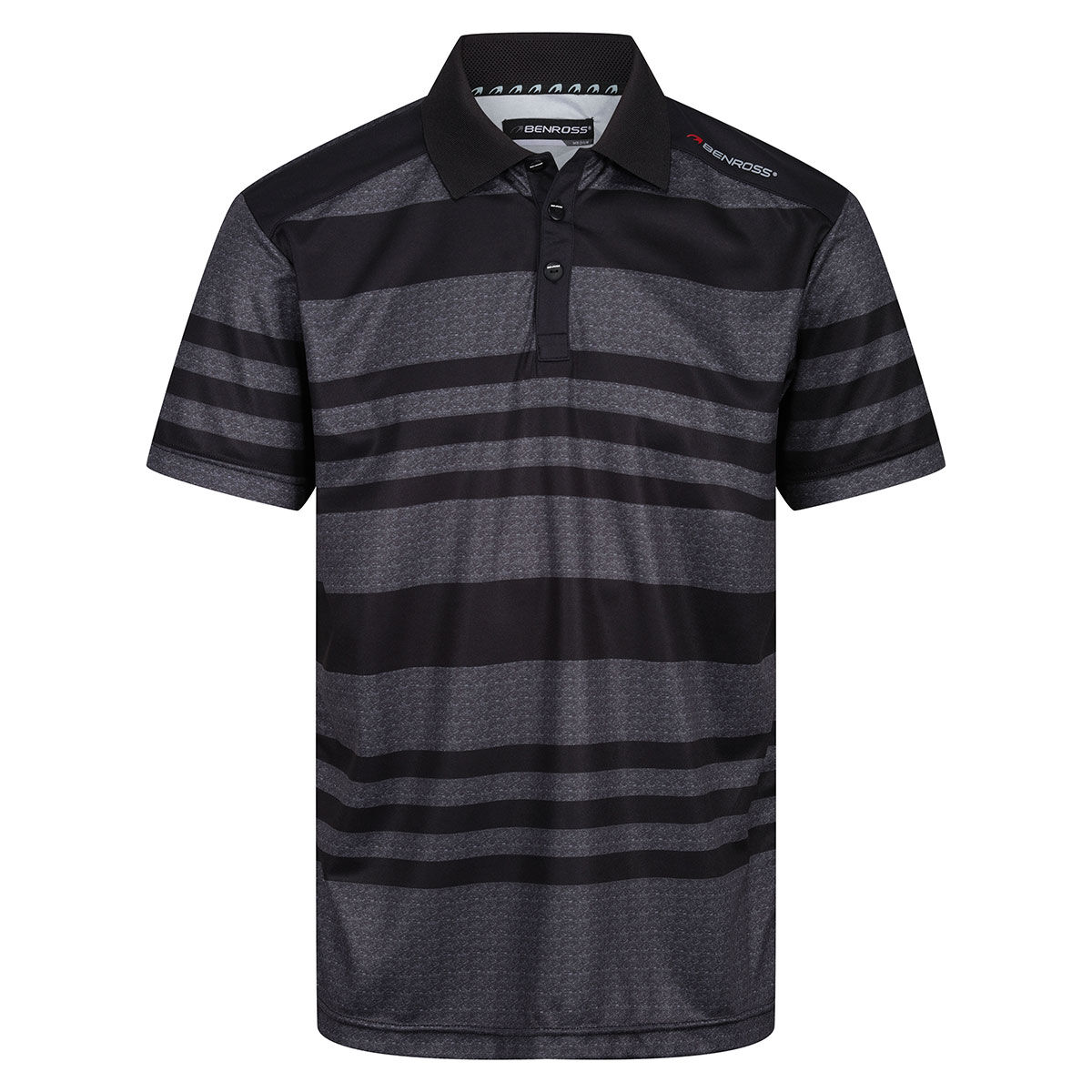 Benross Mens Grey and Black Stripe Marl Golf Polo Shirt, Size: Small | American Golf von Benross