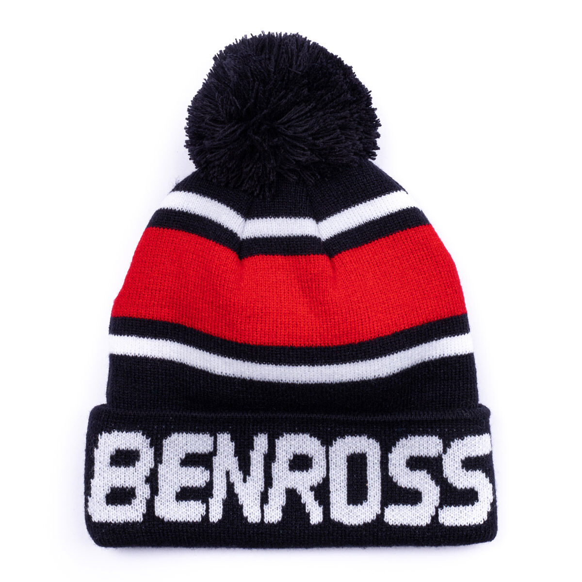 Benross Mens Navy Blue, Red And White Multi Stripe Knit Golf Pom Hat, Size: One Size  | American Golf von Benross