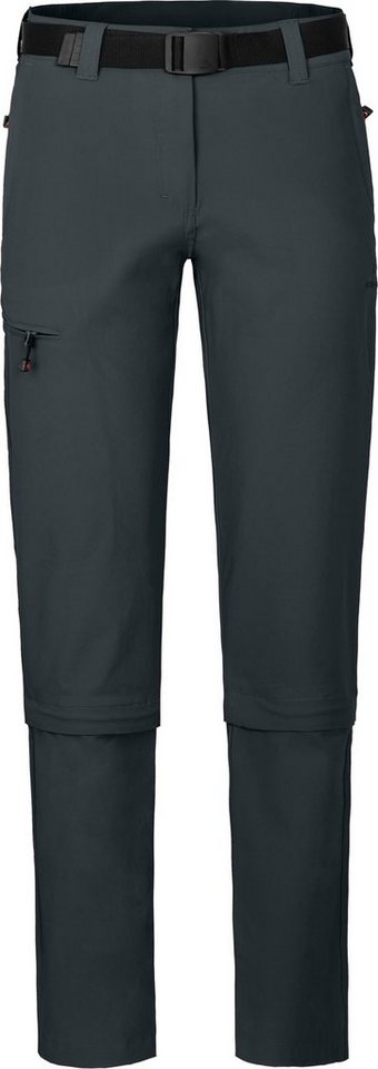 Bergson Zip-off-Hose YORK Zipp-Off Damen Wanderhose, vielseitig, pflegeleicht, Kurzgrößen, dunkel grau von Bergson