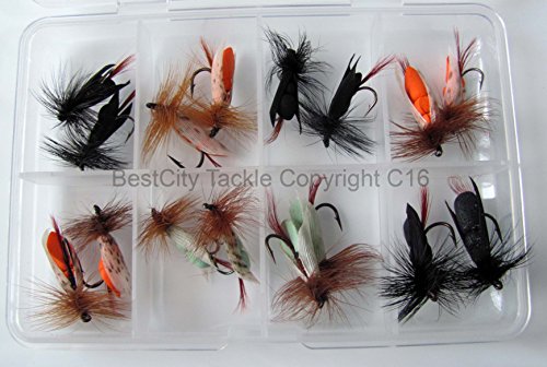Fliegenfischen treiben Schaum-Sandwich fliegen, 16 Stück im Kasten fliegt Forelle Karpfen Zander Pack # 306 von BestCity Tackle