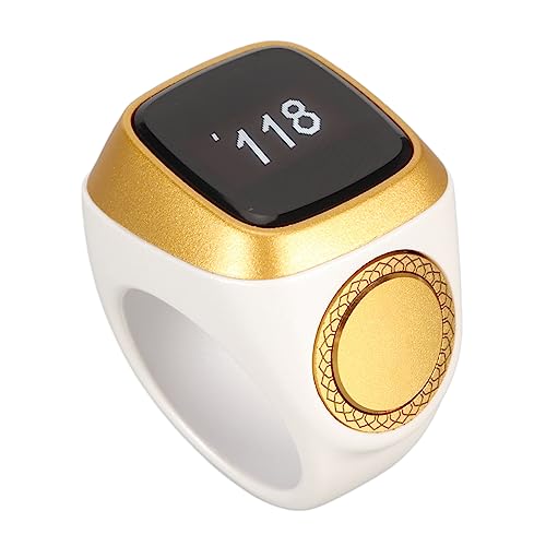 Bewinner Smart Counter Ring, 5.1, Vibrationserinnerung, Gebetszeiterinnerung, Bildschirm, 3 Tage Standby, USB-Aufladung, Freunde, Pogo-Pin-Sensor (White) von Bewinner