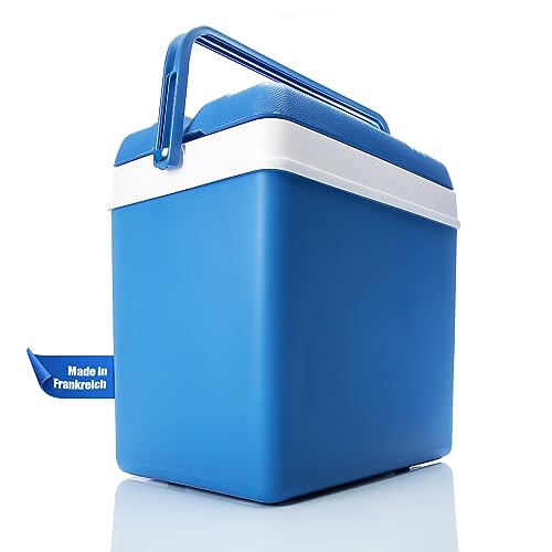BigDean Kühlbox 24 Liter blau/weiß - Isolierbox mit bis zu 11 Std. Kühlung - Thermobox aus Kunststoff - Outdoor Kühltasche für Camping, Grillen, Picknick & Garten von BigDean