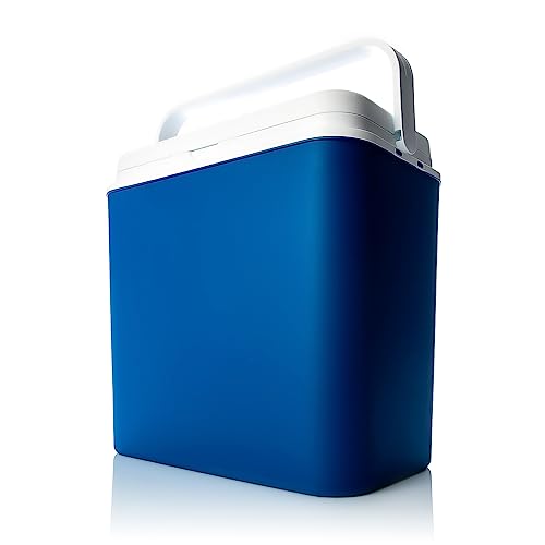 BigDean Kühlbox 24 Liter blau/weiß - Isolierbox mit bis zu 14 Std. Kühlung - Kühltasche für unterwegs - Outdoor Thermobox für Camping, Picknick & Garten - Made in Europe von BigDean